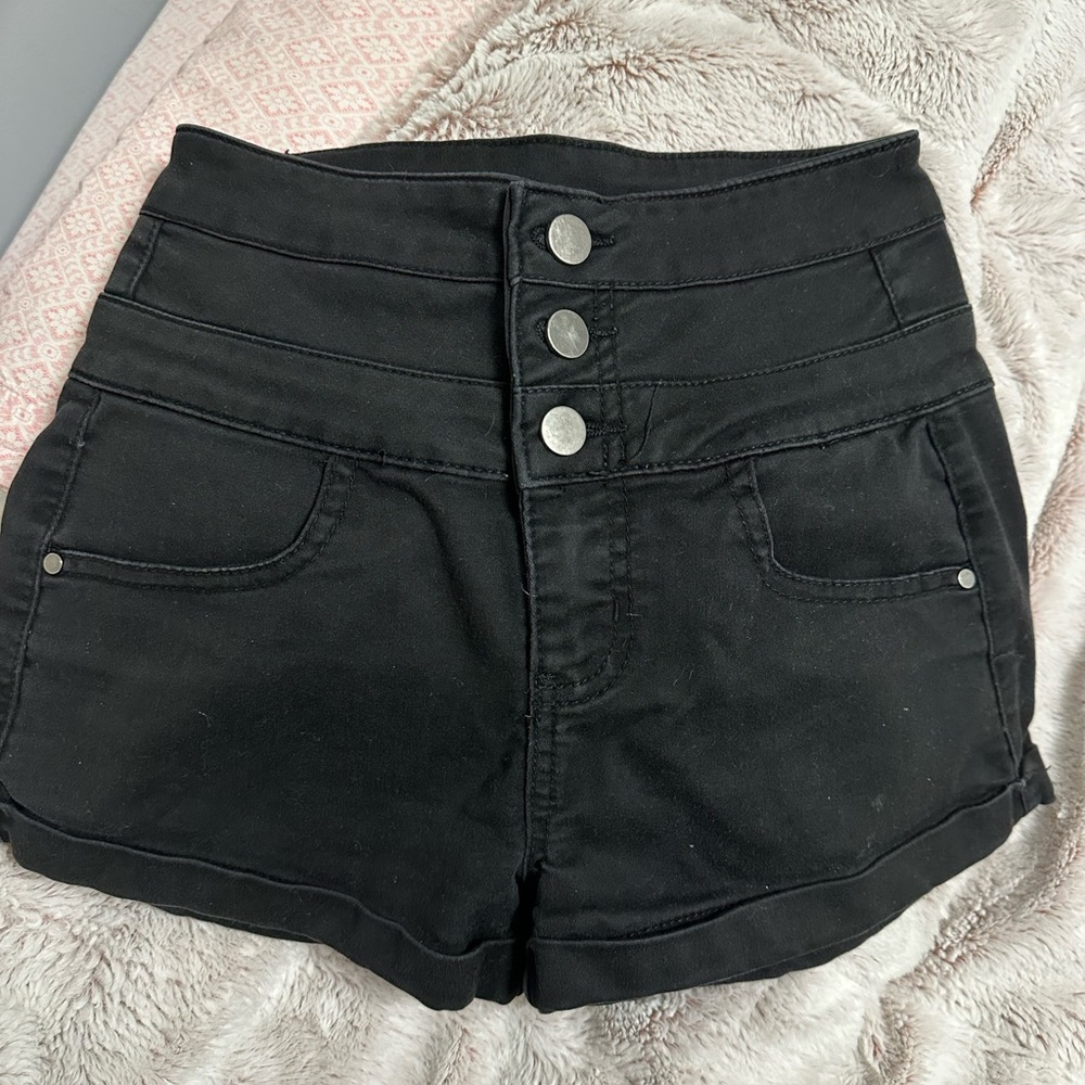 Tinseltown Black High-Waist Women Shorts